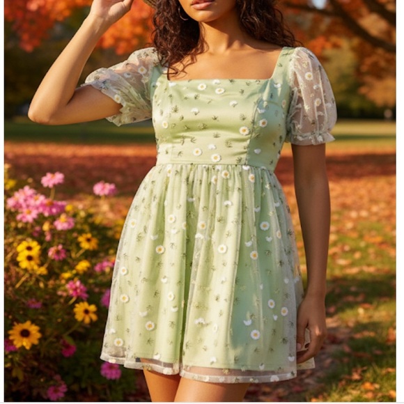 Dolls Kill Sugar Thrillz Come Away With Me Daisy Floral Embroidered Dress 1X - Picture 1 of 4